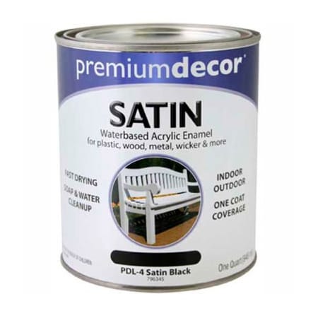 General Paint Premium Dcor Waterborne Acrylic Enamel, Satin Finish, Black, Quart - 796345